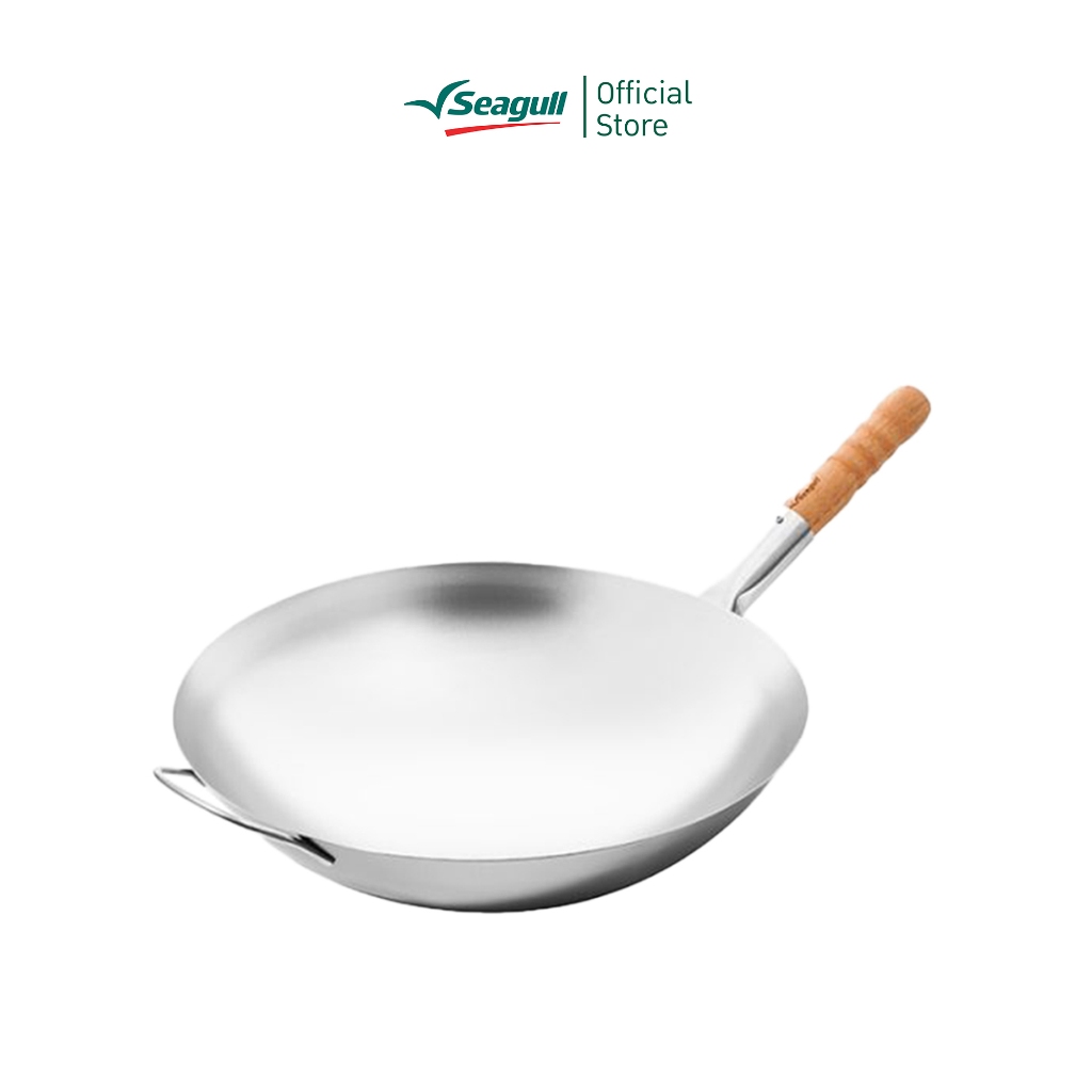 Seagull กระทะผักบุ้งไฟแดง ขนาดรวมด้าม 36 ซม. Stir-Fry Wok (Long Handle)