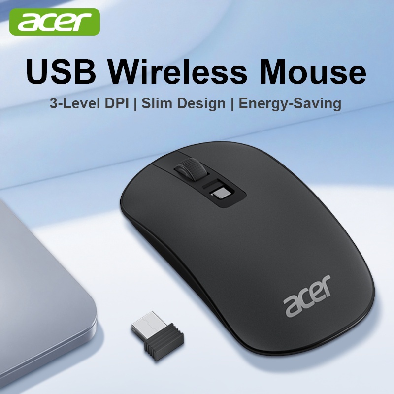 Acer เมาส์บลูทูธไร้สาย แบบพกพา เสียงเงียบ ชาร์จได้ สีดํา สําหรับแล็ปท็อป โทรศัพท์มือถือ แท็บเล็ต mac