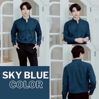 เสื้อเชิ้ต”คอจีน“แขนยาว เสื้อเชิ้ตผู้ชาย(10สี) ผ้าOxford [M-XXXL]