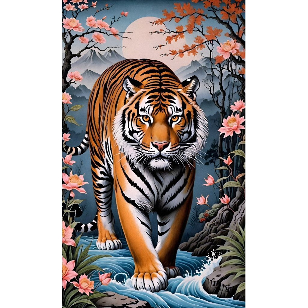 รูปโปสเตอร์  เสือ 25*42 cm  กระดาษหนา 200 แกรม ไม่มีกรอบ ติดผนัง ภาพมงคล เสริมฮวงจุ้ย ตบแต่งบ้าน