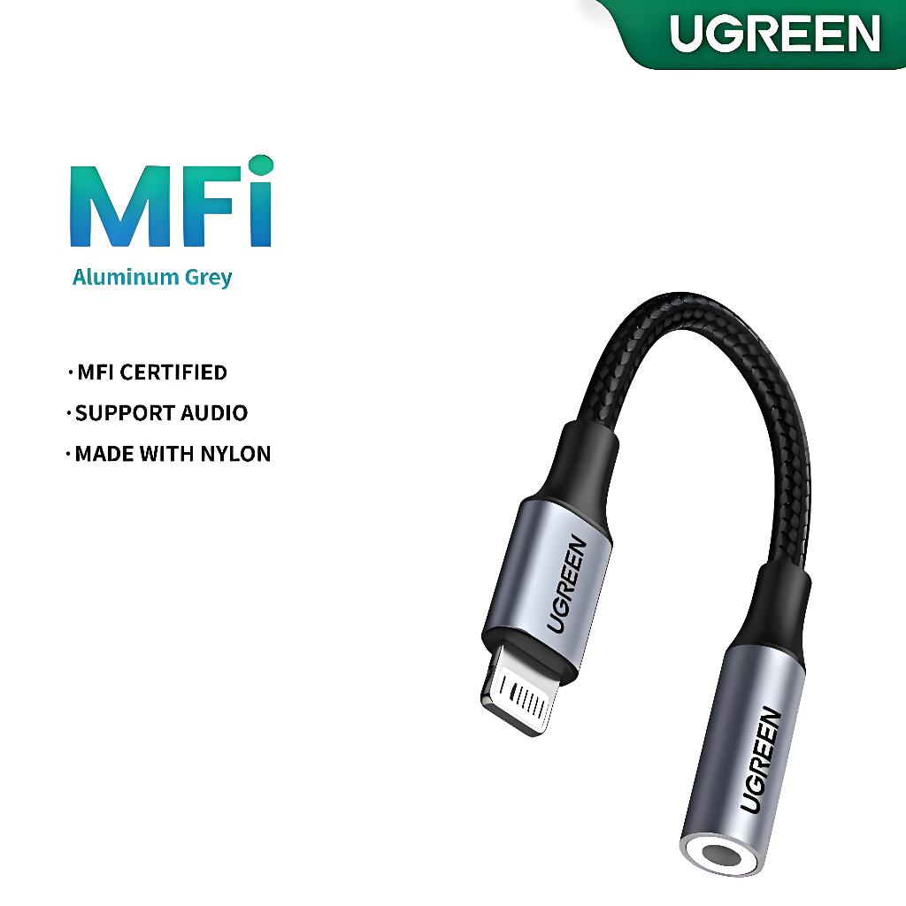 【คุณภาพชั้นนำ】UGREEN MFi 3.5mm Adapter เสียงละครโรงดังชัด รับประกันสองปี for 14/13/12/11 for 7 8 plus XR Xs MAX