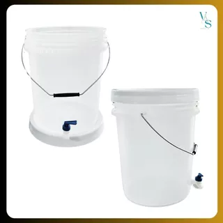 ถังหมักเบียร์ ถังหมักไวน์ ถัง Food Grard สีใส ฝาเจาะรูยางใส Airlock Bucket พร้อมใส่ก็อกน้ำ มี 2 ขนาด 20 ลิตร และ 10 ลิตร
