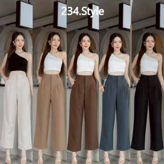 TF01 กางเกงทรงบอยตะขอหน้า เก็บทรง เอวสูง ผ้าท็อฟฟี่ ใส่ทำงาน…