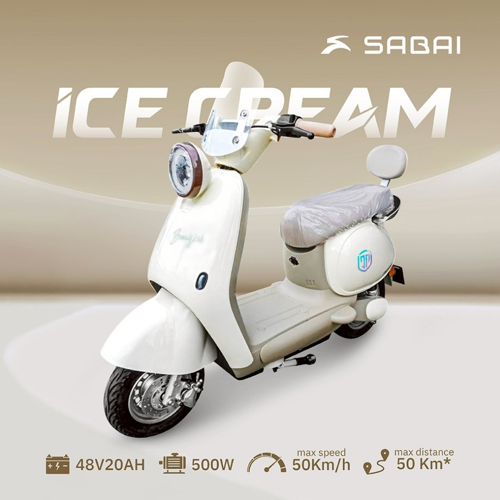 SabaiMall-IceCream รถจักรยานไฟฟ้า 500W แบต 48V20AH วิ่ง 50 กม. สไตล์หวานพาสเทล