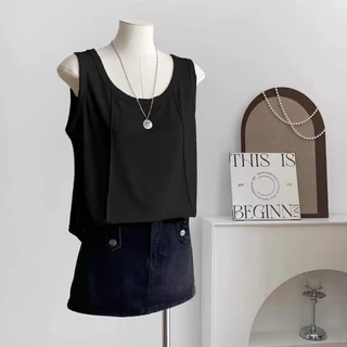 NEW Size 2XL-4XL เสื้อกล้ามสาวอวบคอกลมแบบใหม่3สี ลายก้างปลาแมทได้ทุกชุด นื้อผ้ายืดหยุ่นใส่สบาย