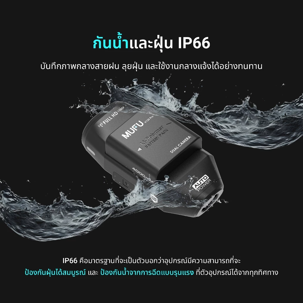 MUFU V12S PRO กล้องติดหมวกกันน็อค ใช้งานต่อเนื่อง10ชม  กล้องติดรถยนต์ กันน้ำ IP66 Wifi 1080P WDR รับประกันสินค้า1ปี thumbnail 8