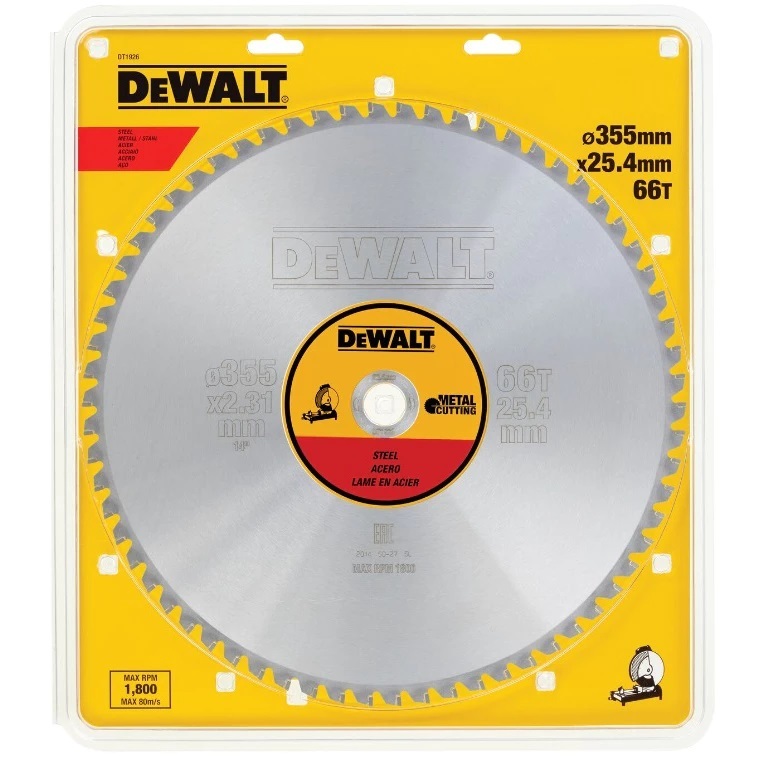 DEWALT ใบคาร์ไบด์ตัดเหล็ก 355 มม.(14 นิ้ว) 66 ฟัน รุ่น DT1926-QZ (สำหรับแท่นตัดเหล็กรุ่น DW872)