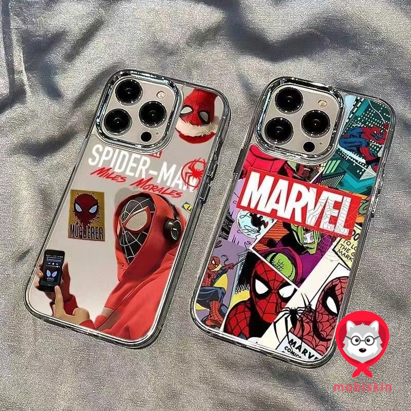 สำหรับ iPhone 11 13 12 14 15 pro Max XR Xsmax 7 8 14 15 16 Plus สไปเดอร์แมนโปสเตอร์เคสไอโฟนเคสใสกันกระแทกเคสซิลิโคน