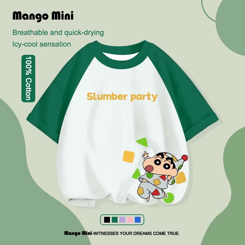 เสื้อเด็ก Crayon Shin-chan 100% cotton เสื้อยืดแขนสั้นสำหรับเด็ก คอกลม ผ้านุ่มใส่สบาย น่ารัก (ส่งเร็ว จัดส่งจากไทย)