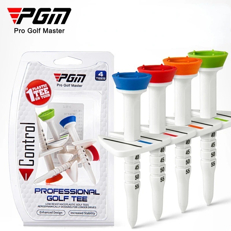 ชุดทีกอล์ฟพลาสติก 77 มม. สามารถปรับได้ 4 ชิ้น/กล่อง PGM (QT022) Professional Golf Tee ทําให้การสวิงตรงและไกลยิ่งขึ้น