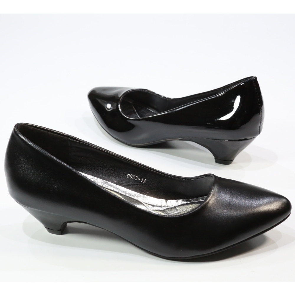9953-1A,1B รองเท้าคัชชูนักศึกษา ส้นสูง คัชชูสีดำ 1.5 นิ้ว FAIRY หนัง PU