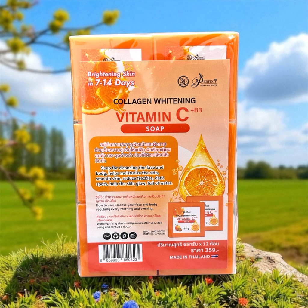 สบู่ วิตามิน ซี COLLAGEN WHITENING VITAMIN C+B3 SOAP แพ็ค