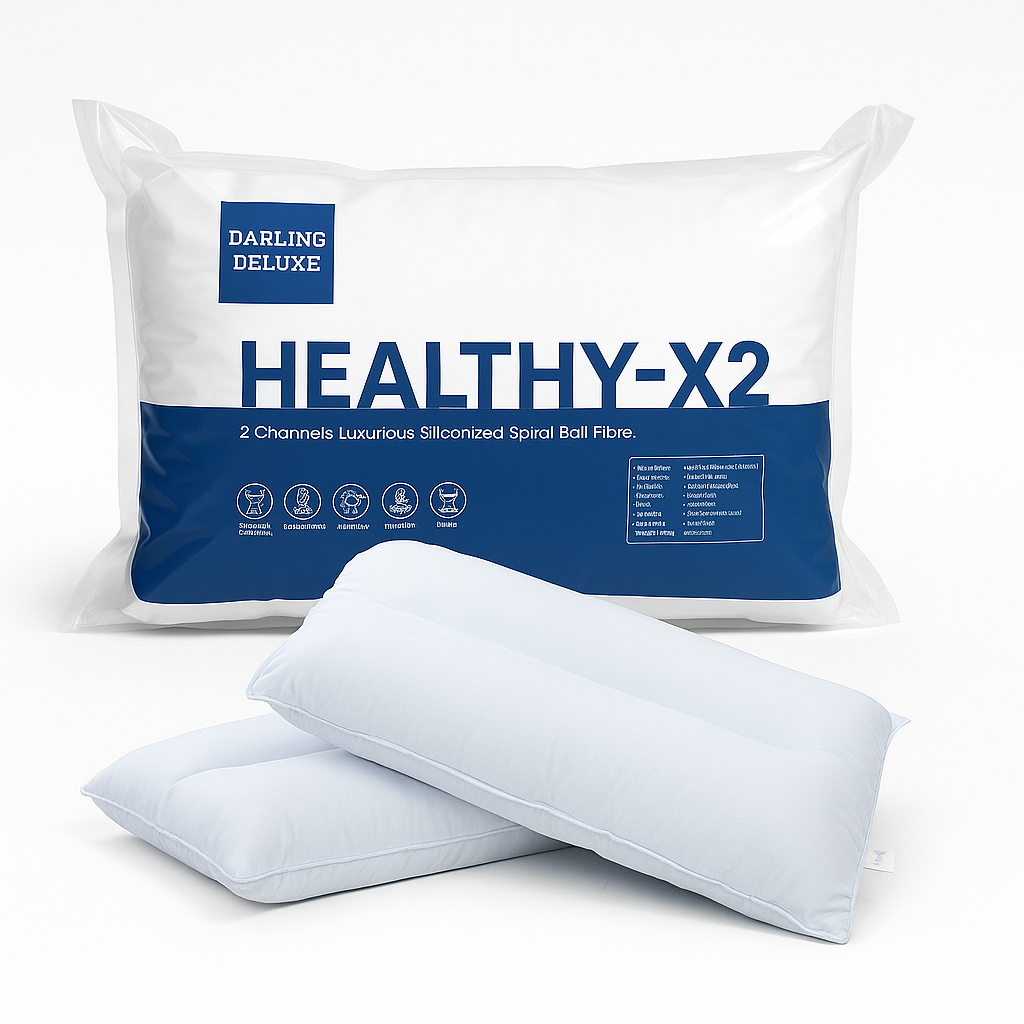 DARLING DELUXE Healthy-X2 [แถมใย]หมอนหนุนสุขภาพ รุ่น 2ลอน ปรับระดับได้ รองรับต้นคอ สำหรับคนนอนกรน