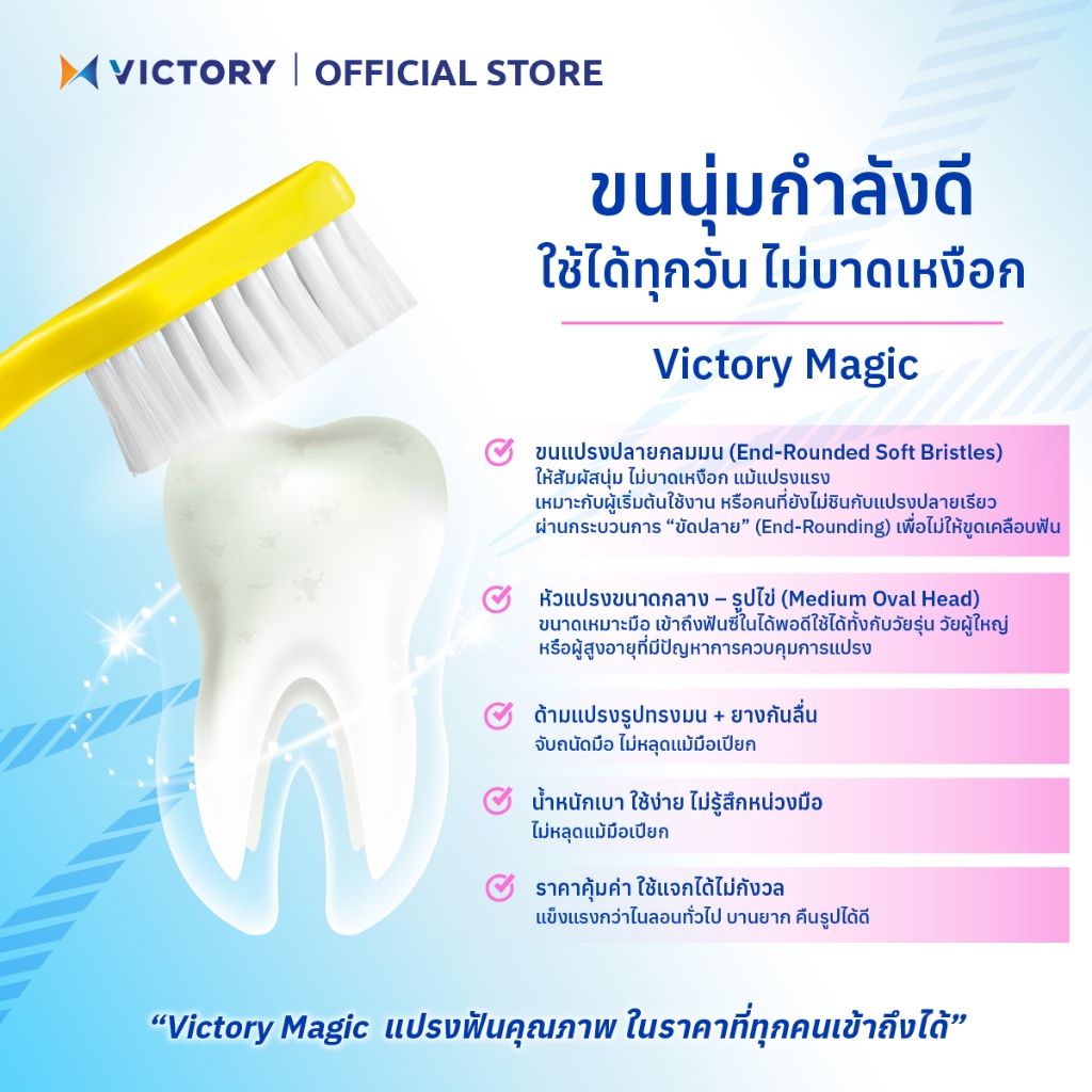 VICTORY แปรงสีฟันวิคตอรี่ เมจิก (คละสี) - รูปที่ 3
