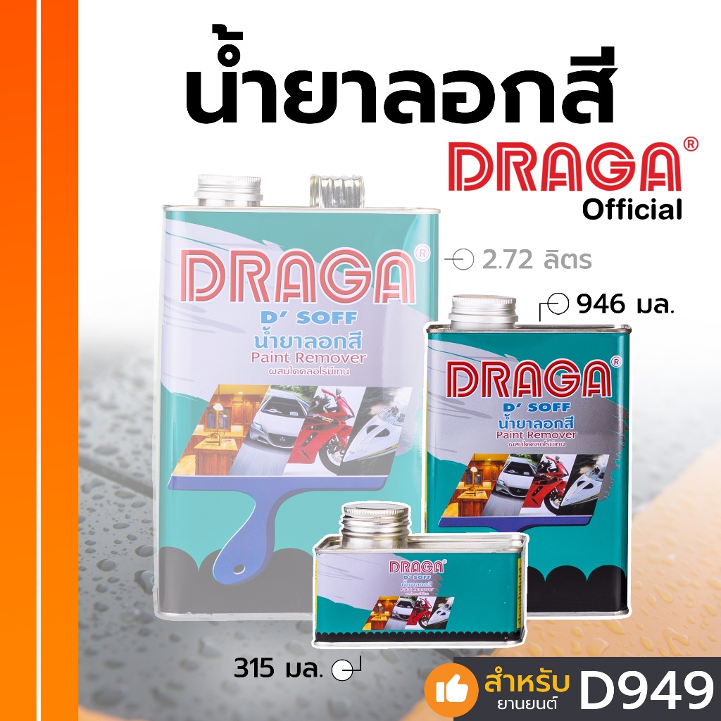 DRAGA น้ำยาลอกสี ลอกสีพื้นผิวต่างๆ โดยไม่ทำลายพื้นผิว ขนาด 315, 946 มล.