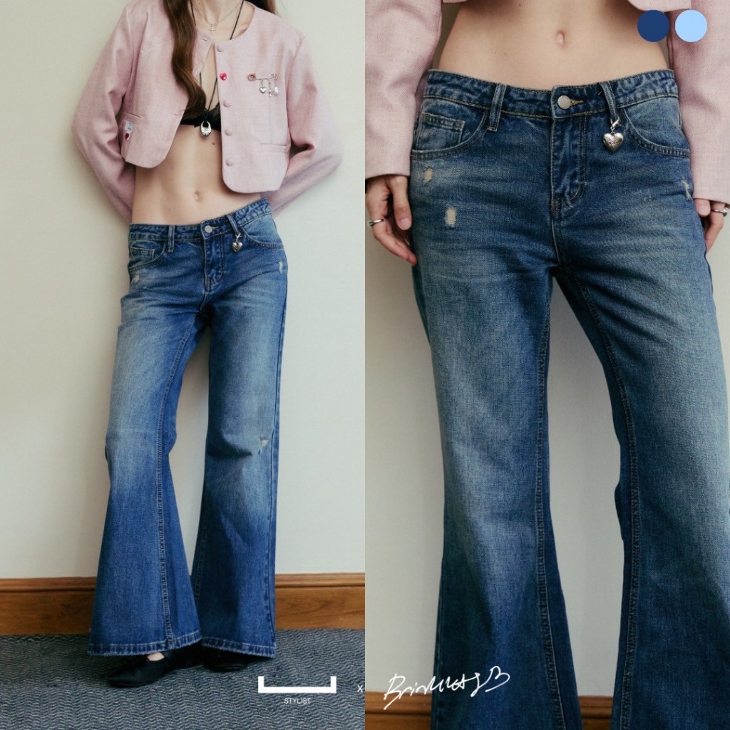 ( Ready to ship ) STYLIST x Brinkkty - Elin Jeans 001 กางเกงยีนส์ขาม้า เอวต่ำ
