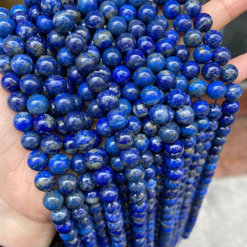 สร้อยข้อมือลูกปัดลาพิสลาซูลีธรรมชาติแบบหลวม เครื่องประดับทำมือ DIY ลูกปัดแซฟไฟร์กึ่งสำเร็จรูป