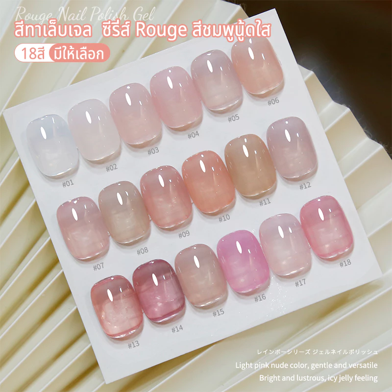 Nawoelite สีทาเล็บเจล เฉด 18 สีชมพูซีทรู