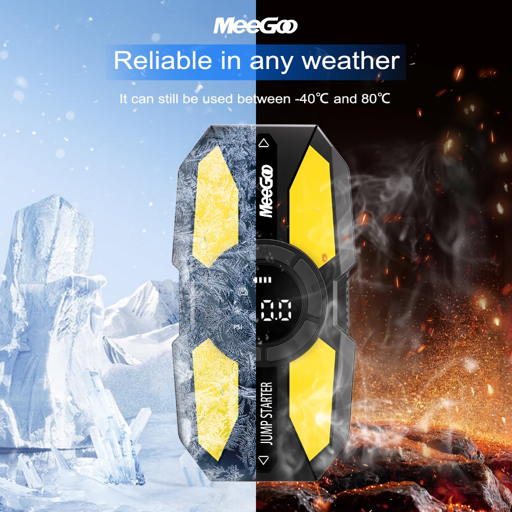 MeeGoo อุปกรณ์ช่วยสตาร์ทรถยนต์ 22200mwh จั๊มสตาร์ทรถยนต์ 12V ไฟ LED เครื่องปั๊มลมไฟฟ้า รถยนต์ รถจักรยานยนต์ใช้ได้ - รูปที่ 3
