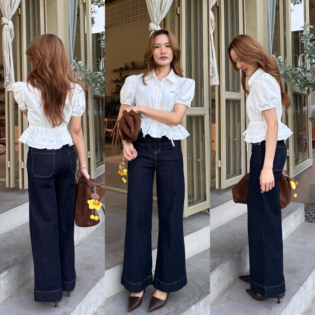 Gami Jeans กางเกงยีนส์กระบอกใหญ่ ขาตรง ทรงขาเต่อเอวสูง น่ารักๆ💓