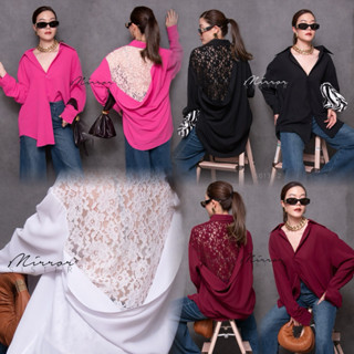 mirrorsister 50130.2 เสื้อเชิ้ตเก๋เลเยอร์เฉียงย้อยซีทรู