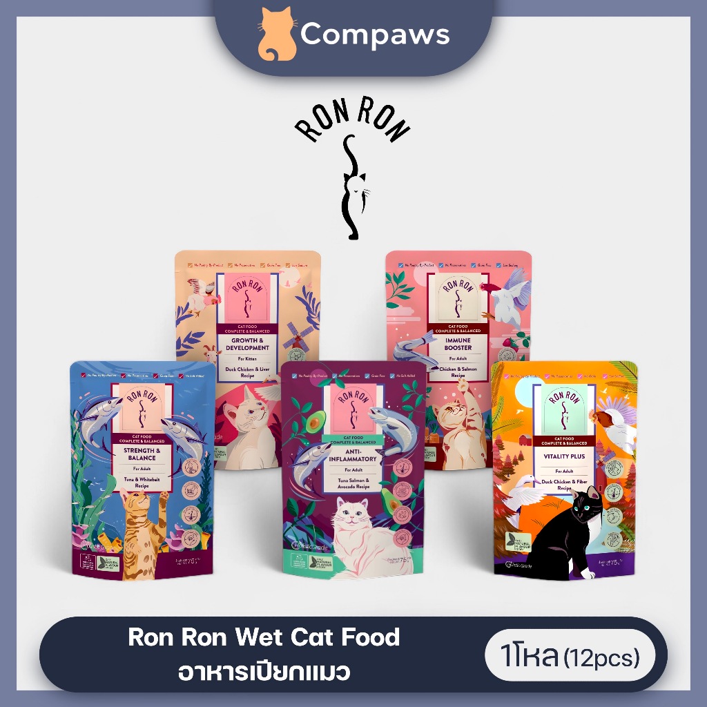 Ron Ron – Premium Wet Cat Food ร็องร็องอาหารแมว บำรุงสุขภาพ 1โหล (12pcs)
