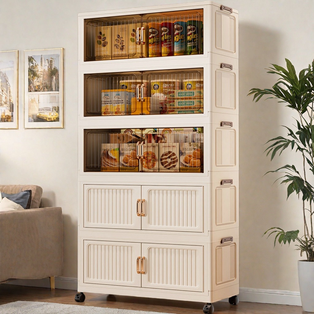 Ubear ตู้เก็บของแบบพับได้ 50-80CM ความจุขนาดใหญ่ ประหยัดพื้นที่ กล่องเก็บของ พื้นที่ขนาดใหญ่มีล้อด้า