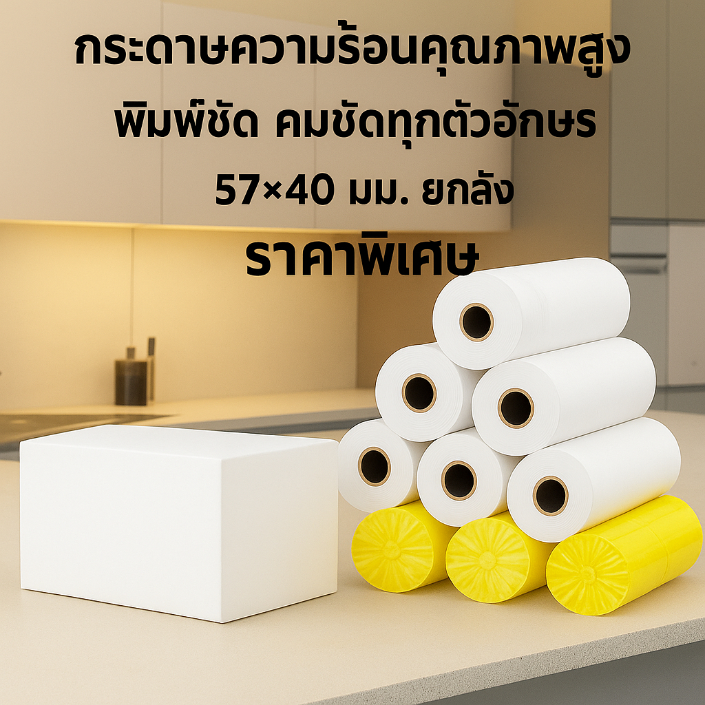 100 ม้วน กระดาษขาว กระดาษความร้อน กระดาษพิมพ์บิล 57x30 57x40 57X50MM ไม่มีแกน/มีแกน กระดาษใบเสร็จ