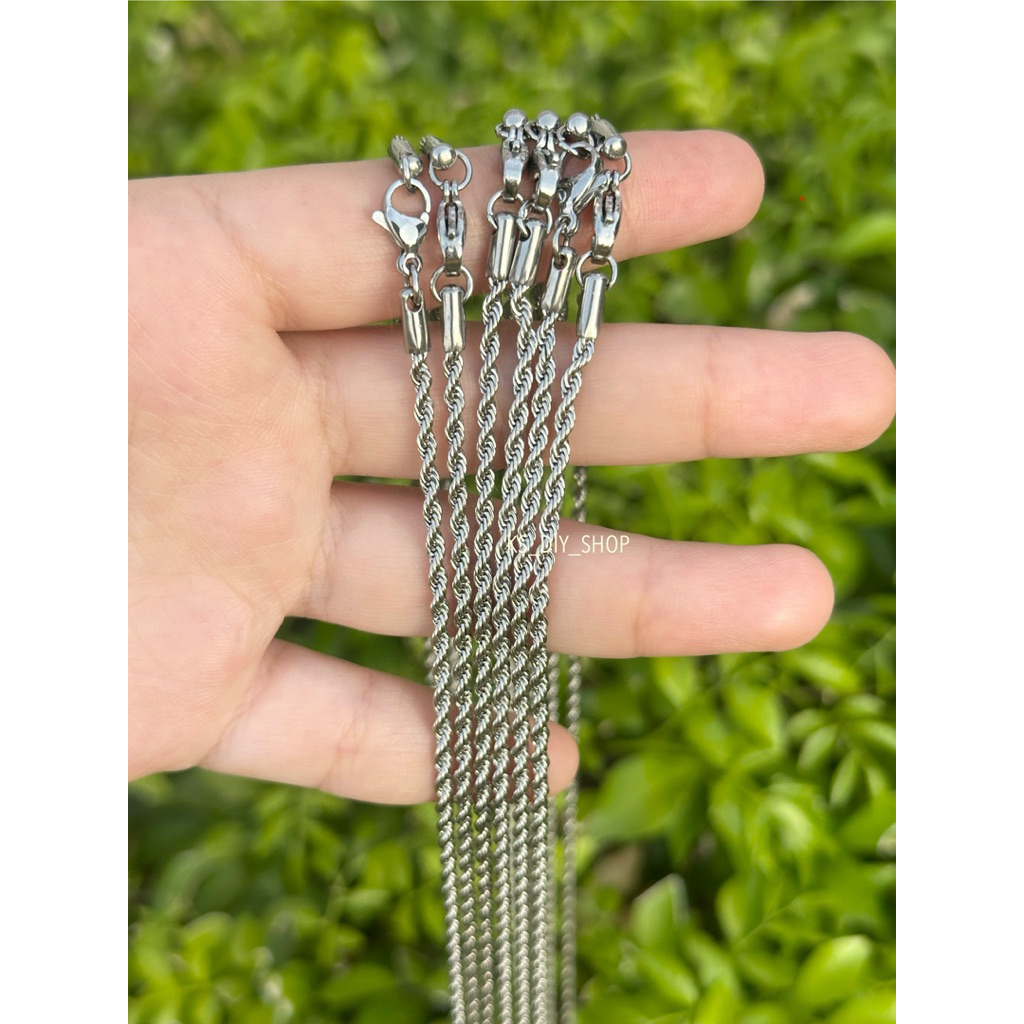 สร้อยคอ ลายเกียวเงิน Titanium ขนาด 2.4 มม. ยาว 50,60,70 ซม.