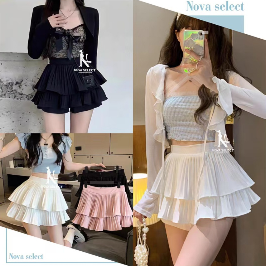 พร้อมส่ง กระโปรงเอวสูง ผ้าพลีท จีบรอบตัวมีซับในบางๆ Clothing ผู้หญิง