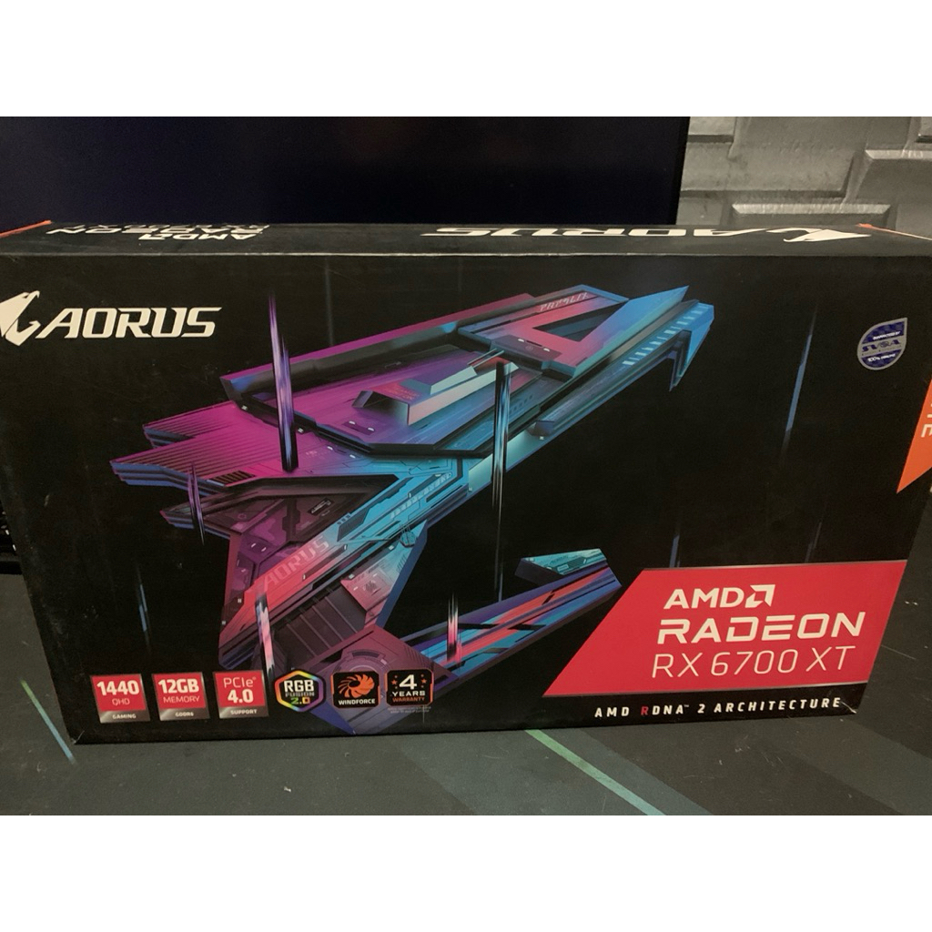 การ์ดจอ GIGABYTE Aorus RX 6700 XT 12GB มือสองใช้งานปกติครบกล่อง