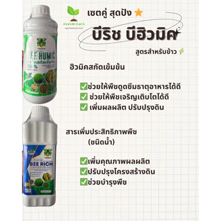 เซตคู่ สูตรลับนาข้าว บีริช บีฮิวมิค สารเพิ่มประสิทธิภาพพืช ฮิวมิคสกัดเข้มขวด 1ลิตร