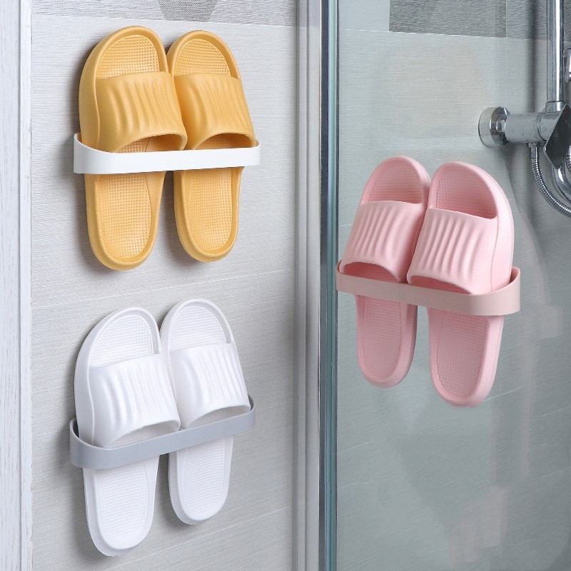 แท่นแขวนแบบเฉียง สไตล์มินิมอล ที่วางรองเท้าแตะ ติดผนังไม่ต้องเจาะ ตะแกรงระบายน้ำ ประหยัดพื้นที่