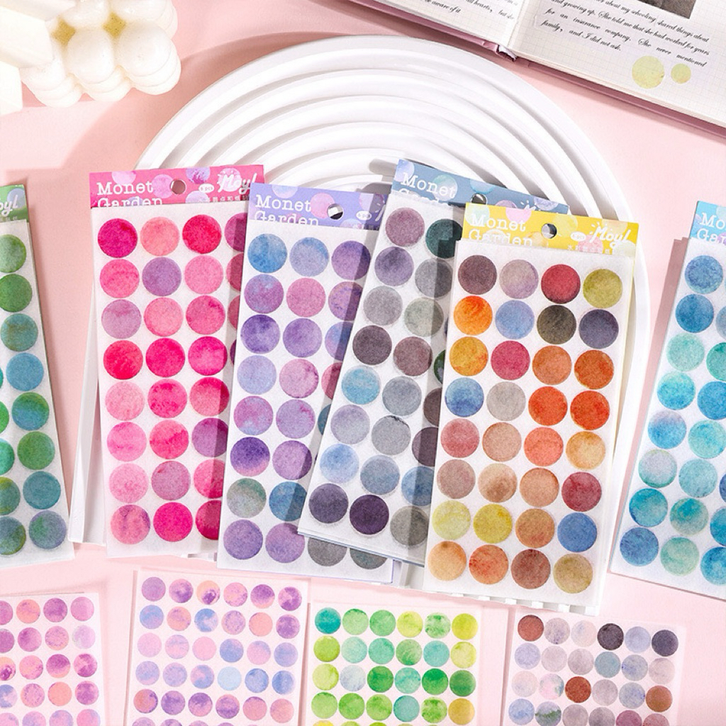 <พร้อมส่ง> สติ๊กเกอร์จุด 3แผ่น • 1แผ่น 40ดวง 2ซ.ม.• สติ๊กเกอร์ตกแต่ง, เครื่องเขียน, เทปวาชิ