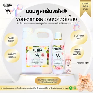 Pethera แชมพูสมุนไพรดูแลผิวหนังสุนัขแมว ลดปัญหาคัน ขนร่วง ผิวแห้ง 240ml
