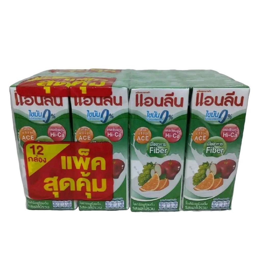 Anlene แอนลีน นมเปรี้ยวโยเกิร์ตพร้อมดื่ม รสผลไม้รวม ไขมัน0% แพ็ค180มล.×12กล่อง