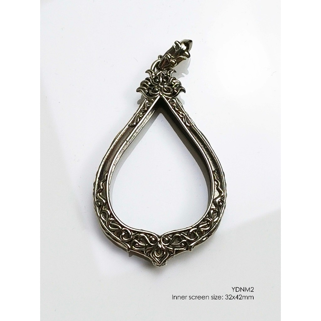 YDNM2Whitebrass amulet casing 32x42mm กรอบพระ ไวท์บราส ทรงหยดน้ำ