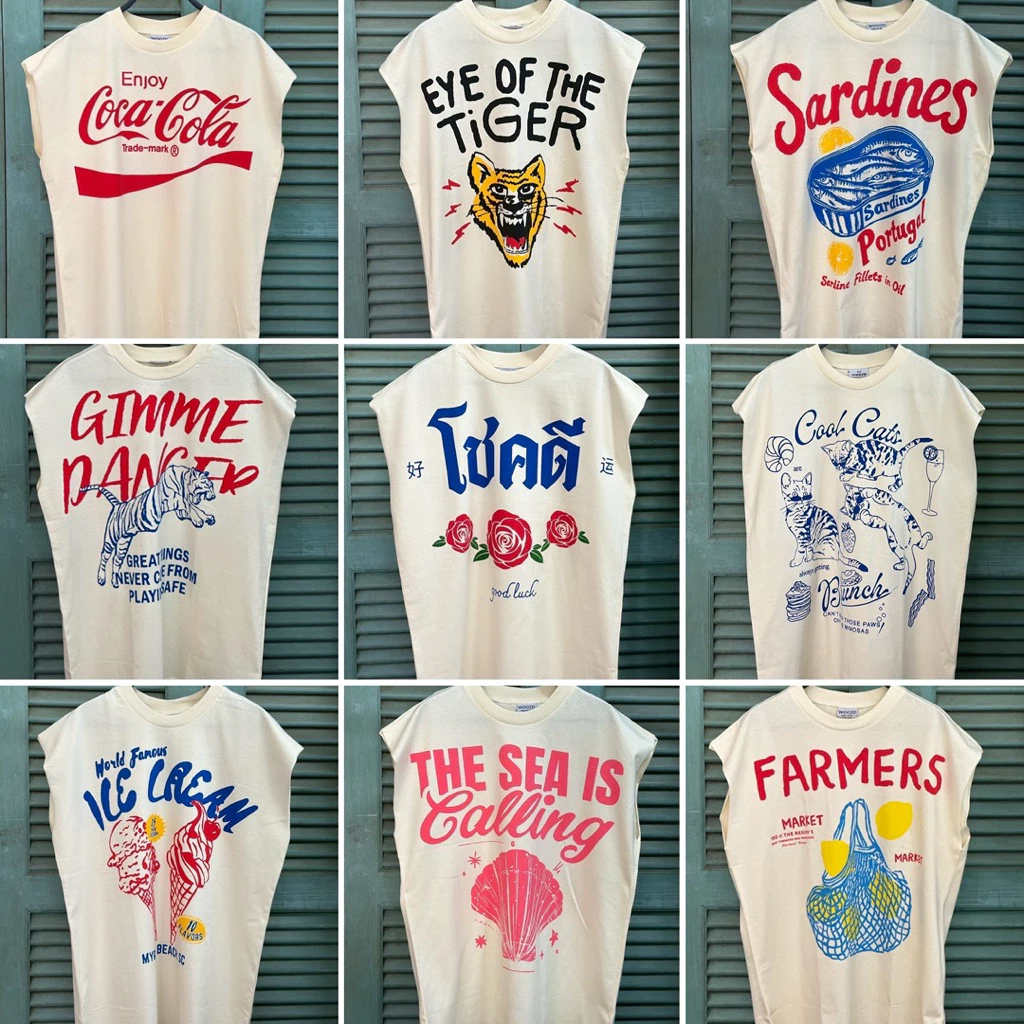 เสื้อยืด Oversize แขนกุด(ตัวยาว) เนื้อผ้าดิบ 🔥พร้อมส่ง50ลาย🔥