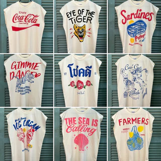 เสื้อยืด Oversize แขนกุด(ตัวยาว) เนื้อผ้าดิบ 🔥พร้อมส่ง50ลาย🔥