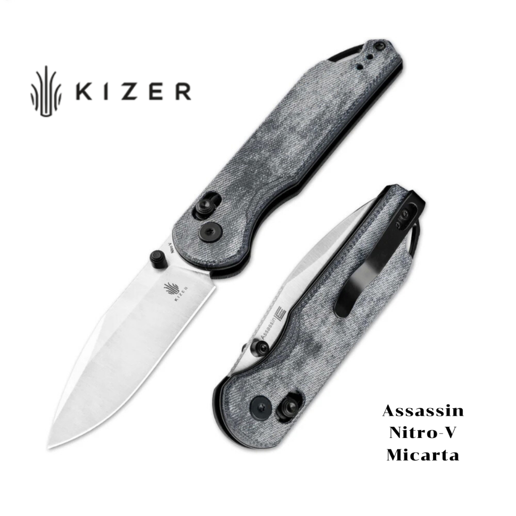 Kizer Assassin แท้100% ใบเหล็กNitro-V ด้ามจับMicarta V3549A2 EDC