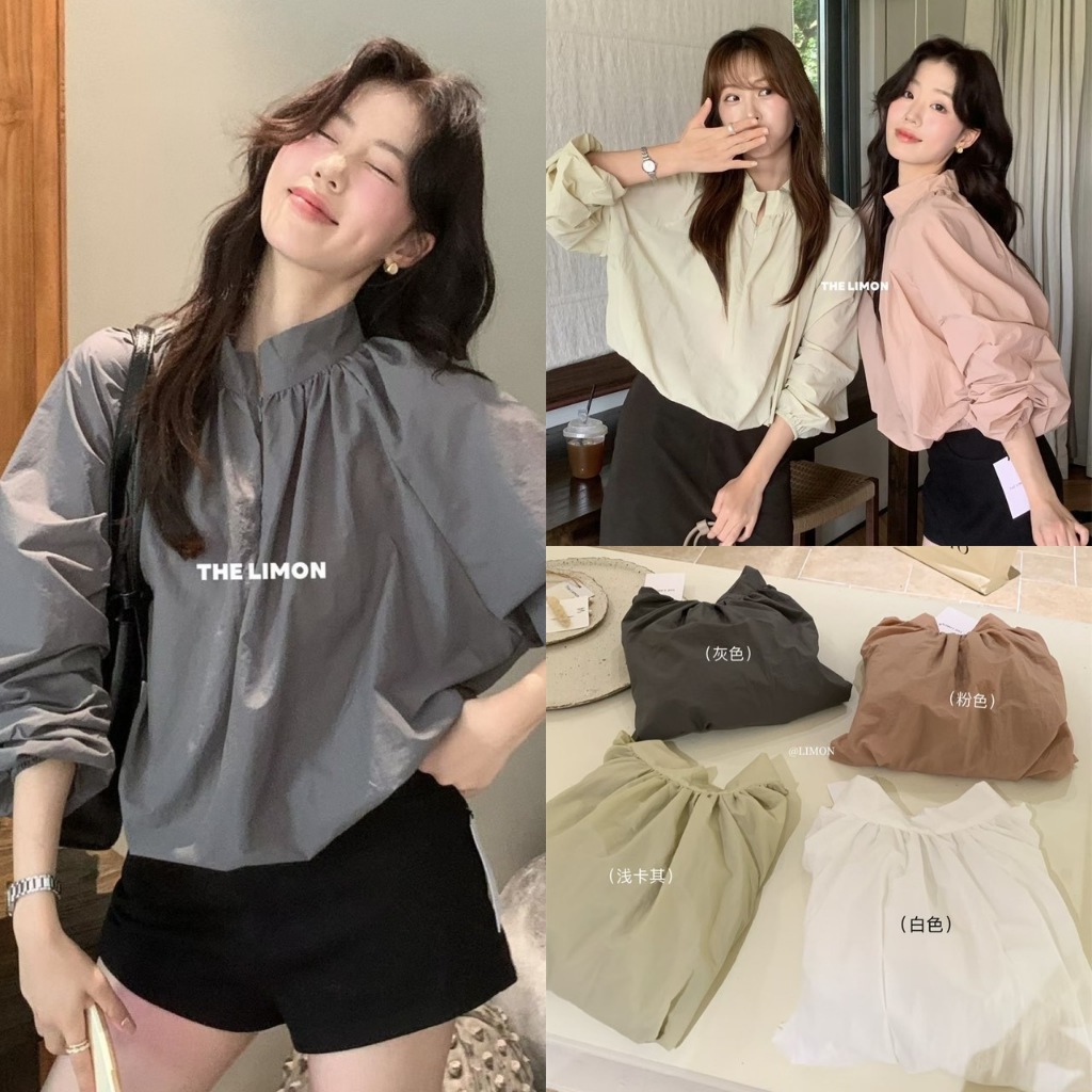🧡🧵 🇰🇷 LM8151 เสื้อแขนยาว ช่วงคอแต่งซิป แขนจั๊มเล็กน้อย ผ้าดีมากๆค่า ทรงสวย ใส่เที่ยว แฟชั่นเกาหลี TAG YJIA 🧵🧡