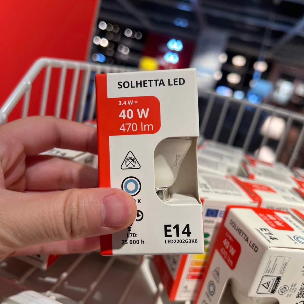 E14 (แสงขาว) หลอดไฟอีเกีย SOLHETTA ซูเฮตต้า หลอดไฟ LED E14 470 ลูเมน