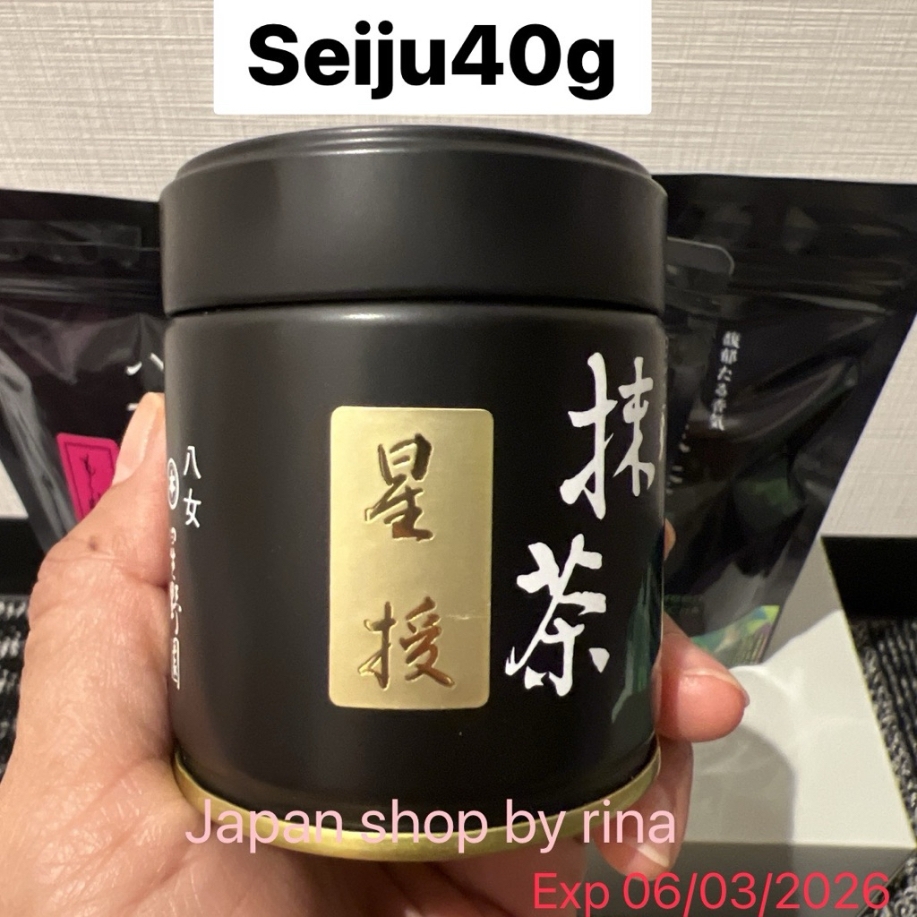พร้อมส่ง Hoshino matcha มัทฉะกระปุกดำ Seiju40g