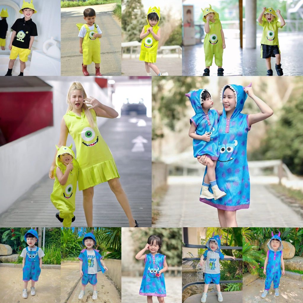 ชุดครอบครัว  แม่ ลูกผู้ชาย ลูกสาว ลายการ์ตูน น่ารัก Sully&Mike