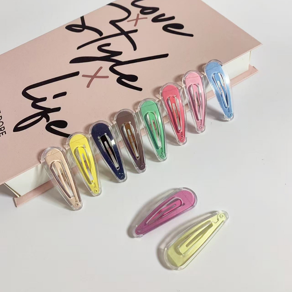 กิ๊บติดผมรูปหยดน้ำ แฟชั่นสำหรับเด็กและผู้หญิง สีสันหลากหลาย สีพาสเทลพลาสติกแข็งแรง ขนาด 5cm พร้อมส่ง