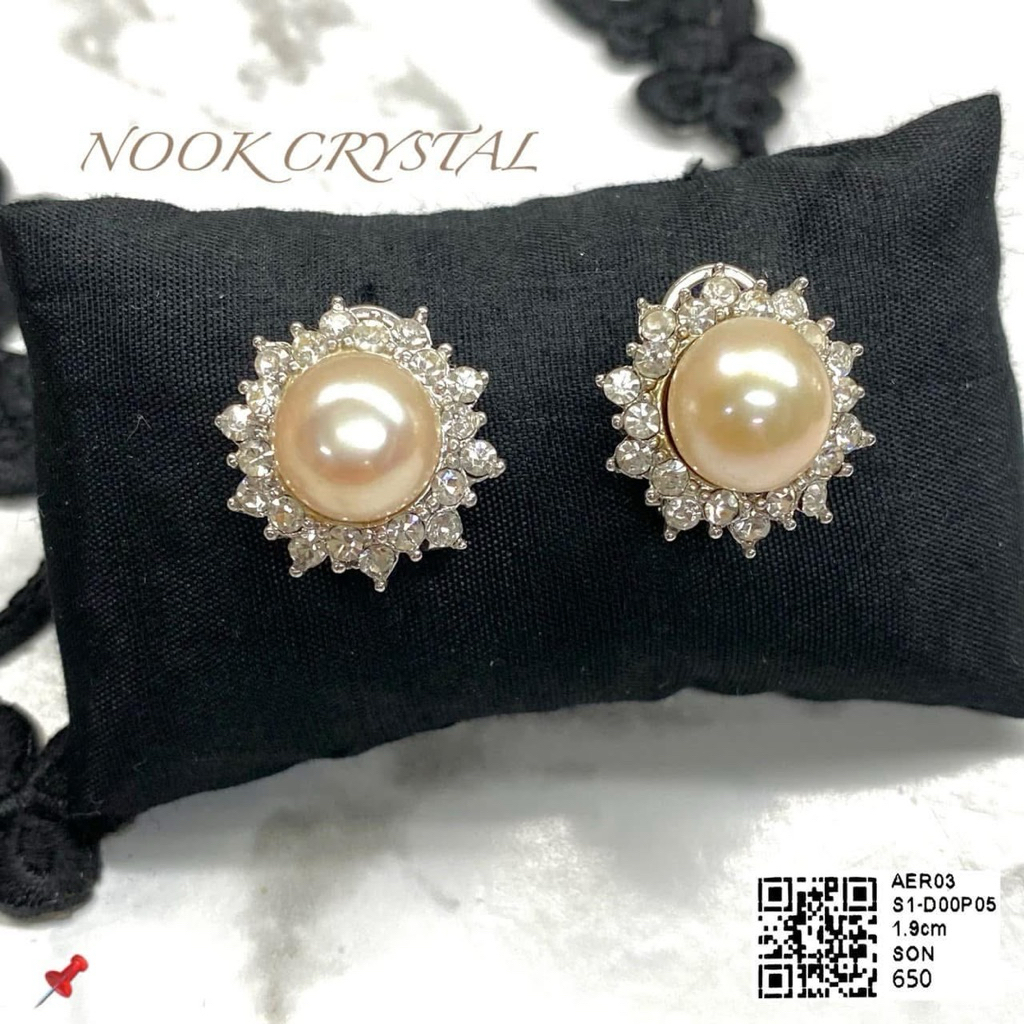 NOOK CRYSTAL ต่างหูไข่มุกแท้ ต่างหูมุก ต่างหูหรูหรา ต่างหูออกงาน