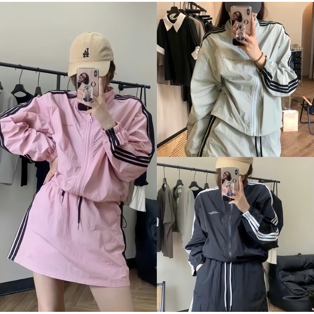 ชุดเซ็ท เสื้อคลุมผ้าร่ม+กระโปรง ใส่สบาย กันแดดกันลม *กระโปรงมีซับให้*