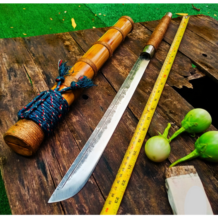 อีดาบ มีดดาบ ดาบศอก ดาบไทย Thai Sword มีดเดินป่า ดาบสั้น มีดแคมป์ ใบ 14” เหล็กผานไถ ตีร้อนชุบแข็ง ผิ