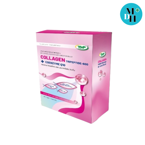 THP Collagen Tripeptide-600 Plus Coenzyme Q10 30 CAP คอลลาเจนไตรเปปไทด์ ผสมโคเอ็นไซม์คิวเท็น 19260