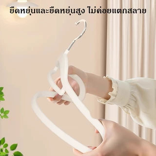 ไม้แขวนเสื้อ ไม้แขวนเสื้อหุ้มด้วยผ้ากำมะหยี่ ขอบกันลื่น/ร่องกันลื่น ตะขอหมุนได้ 360 องศา [เนื้อกำมะหยี่] COD